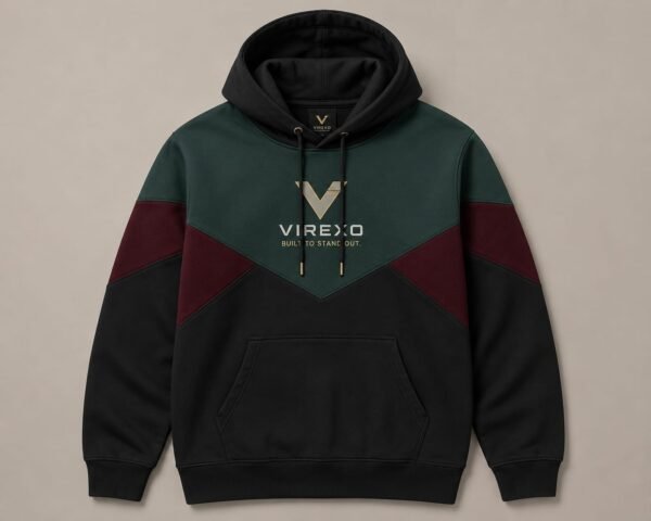 Virexo Chevron Color Block Pullover Hoodie