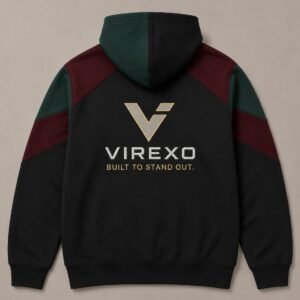Virexo Chevron Color Block Pullover Hoodie