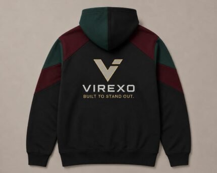 Virexo Chevron Color Block Pullover Hoodie