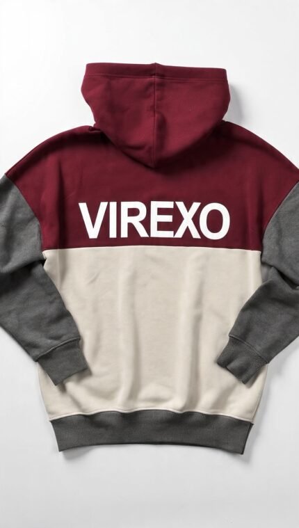 Virexo Bold Logo Color Block Pullover Hoodie