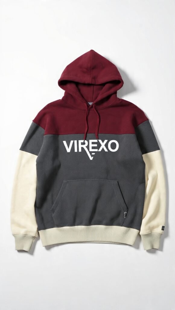 Virexo Bold Logo Color Block Pullover Hoodie