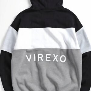 Virexo Monochrome Logo Color Block Pullover Hoodie