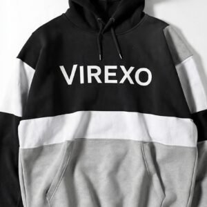 Virexo Monochrome Logo Color Block Pullover Hoodie